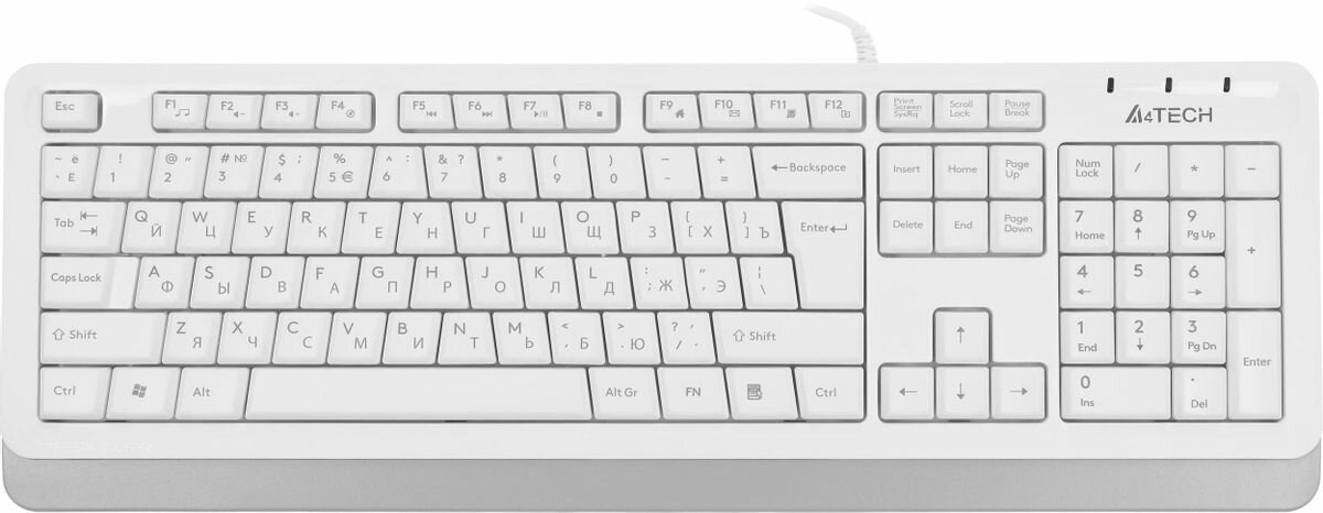 Клавиатура A4Tech белый/серый USB 1530198 - фото №1