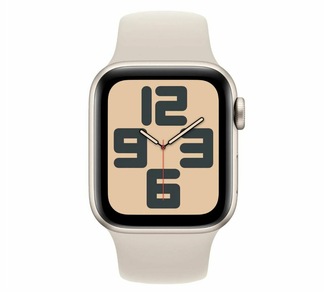 Apple Watch SE (2024) 40mm (MXEF3LL) Starlight Aluminum Case with Starlight Sport Band (размер S/M) — фото 1
