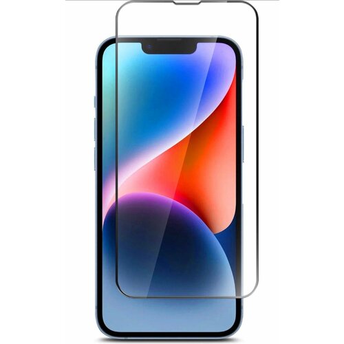 Защитное стекло на Apple iPhone 14 (Айфон 14) на экран, черная рамка полноэкранное силиконовая клеевая основа Full Glue