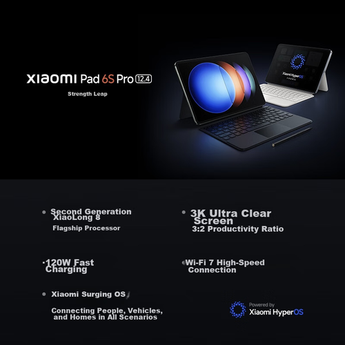 Планшет Xiaomi MI Pad 6S Pro 124 Snapdragon 8 Gen 2 3K Ultra-Clear Screen 12256GB Cloud Peak Blue 24018RPACC 48450₽