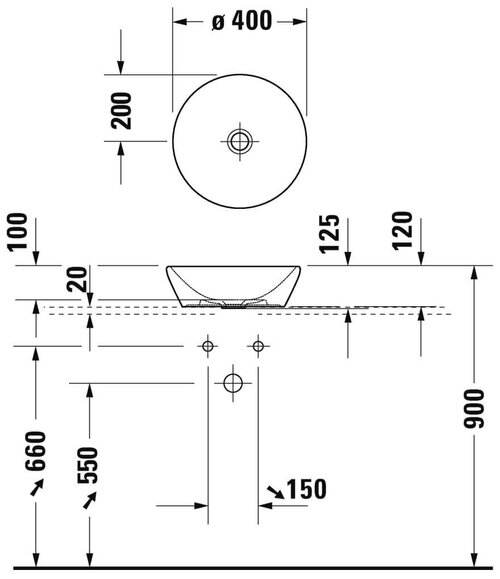 Накладная раковина Duravit D-Neo 400 мм 2371400070