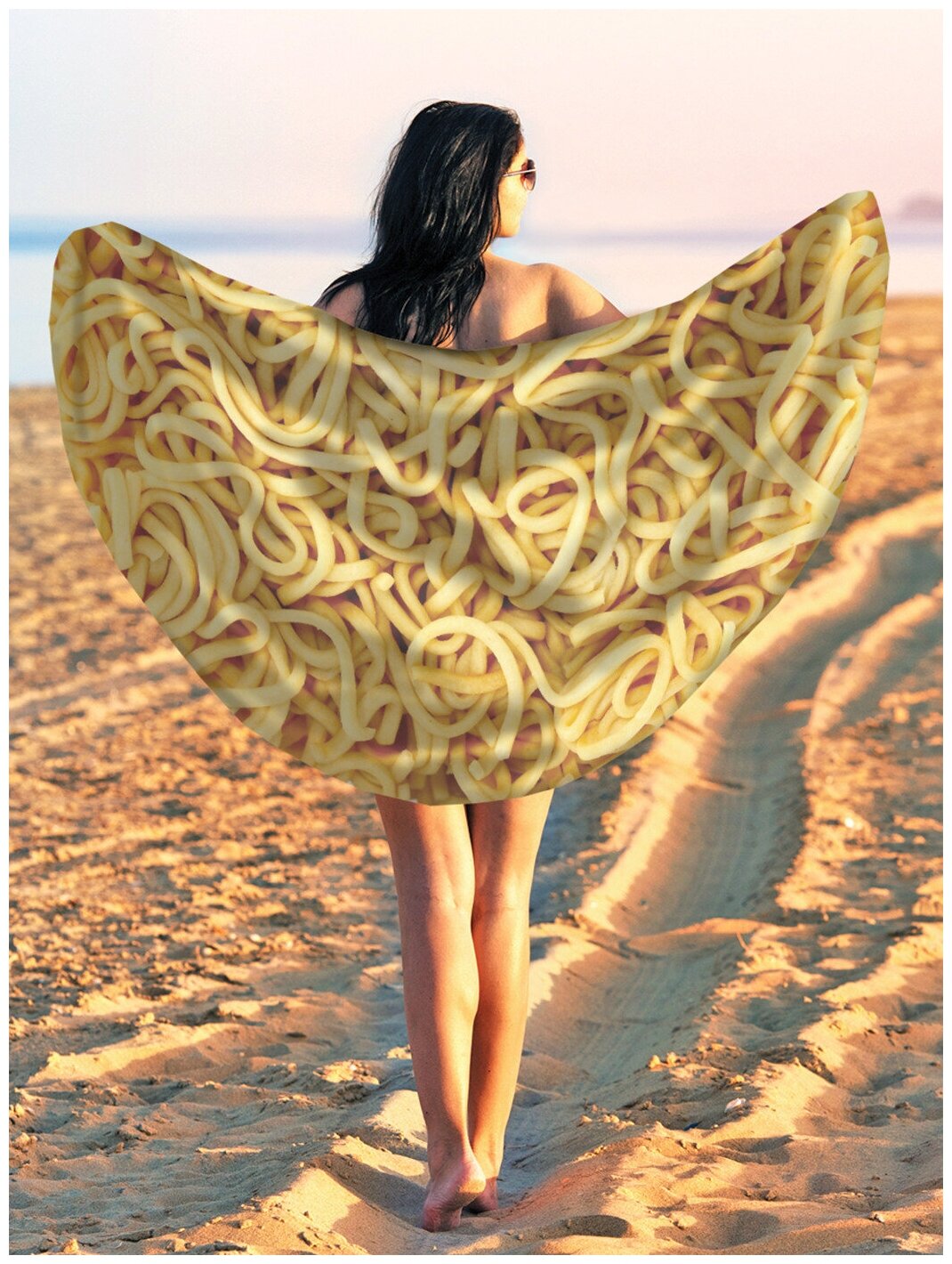 Парео и Пляжный коврик JoyArty "Сублимированная лапша", трикотаж 150 см
