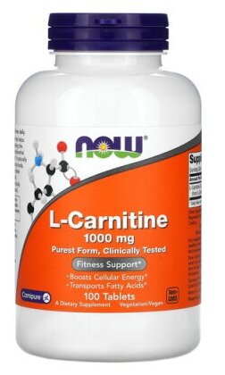 L-карнитин Нау Фудс (L-Carnitine NOW Foods), 1000 мг, 100 таблеток