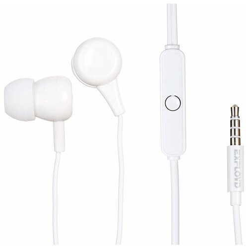 Наушники внутриканальные Exployd EX-HP-1163 RASH регулятор громкости микрофон кабель 12м цвет белый 44600₽