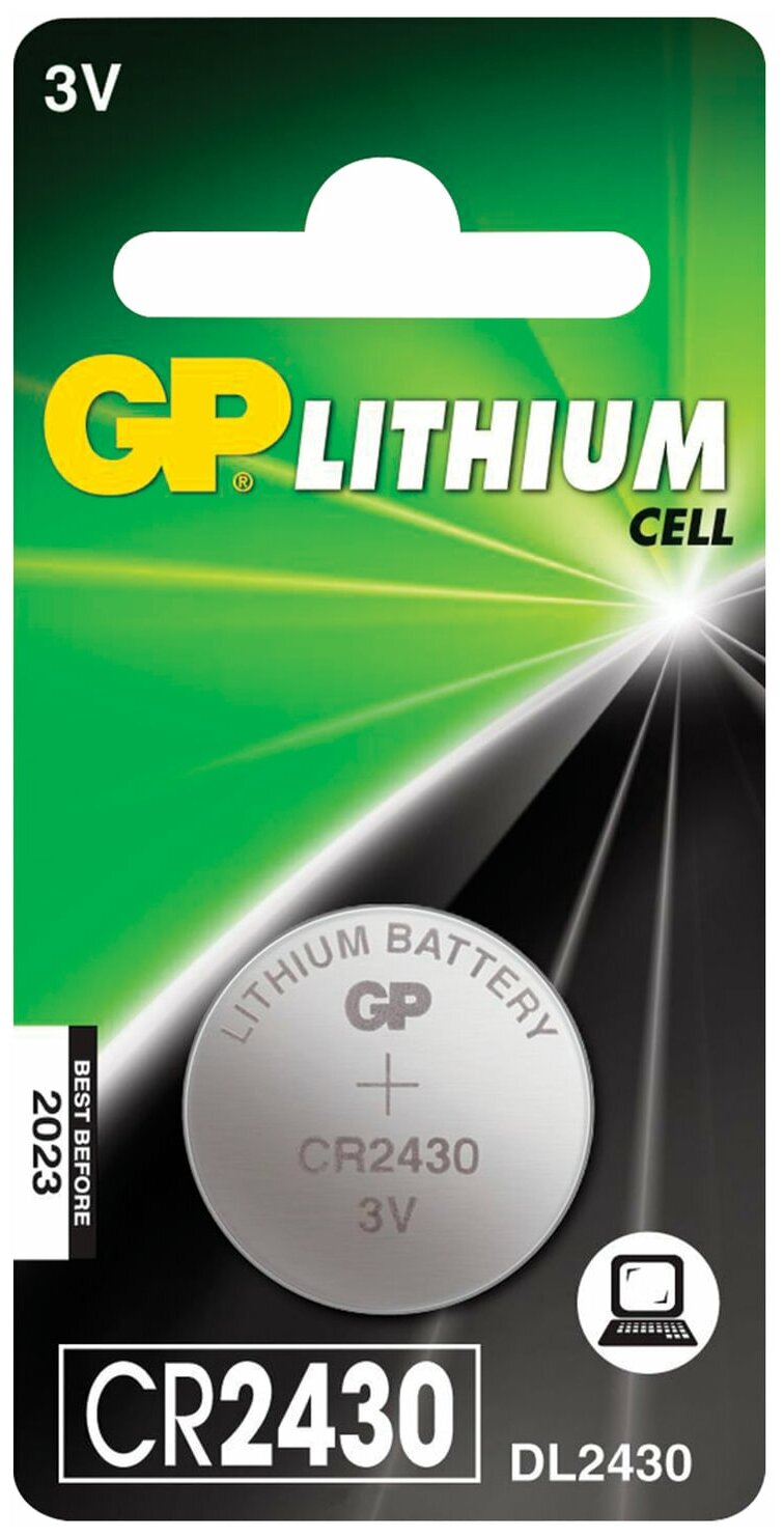 GP Батарейка GP Lithium, CR2430, литиевая, 1 шт в блистере, CR2430-8C1