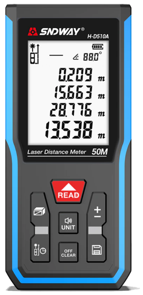 Дальномер лазерный SNDWAY H-D510A 50 метров с функцией измерения угла питание от встроенного аккумулятора