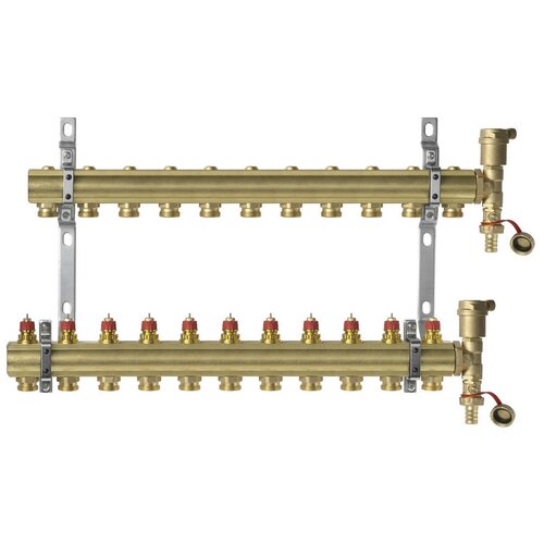 Комплект коллекторов FHF-11 set с кронштейнами и воздухоотводчиками, 11 контуров