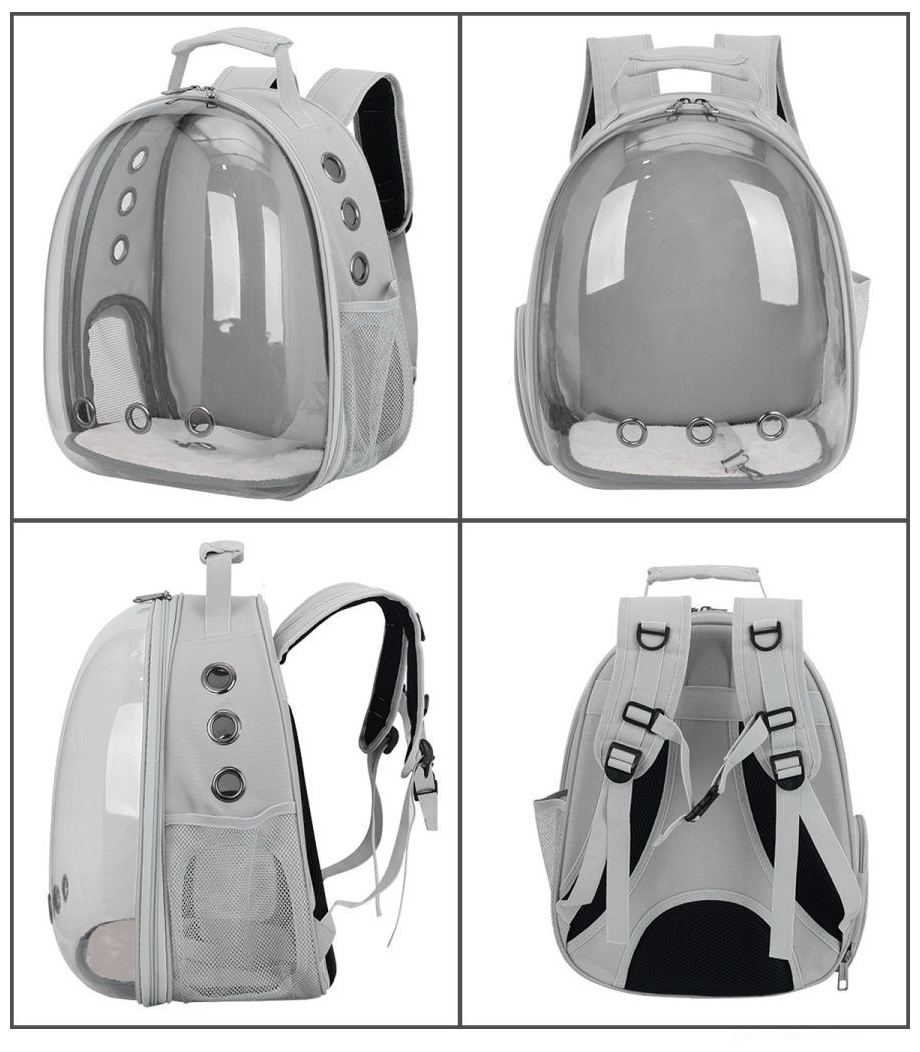 Сумка-переноска для мелких животных / рюкзак для переноски животных с обзором (серый) - фотография № 2