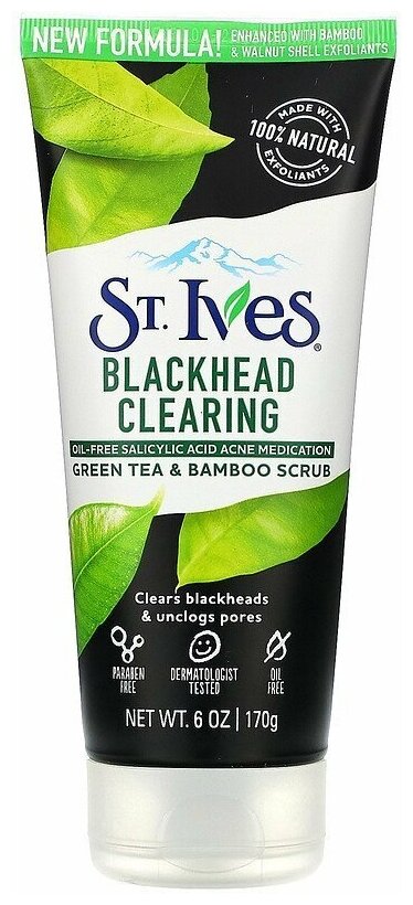 St. Ives Blackhead Clearing Очищающий скраб для лица, зеленый чай, 170 гр (Пилинг | Скрабы | Крем)