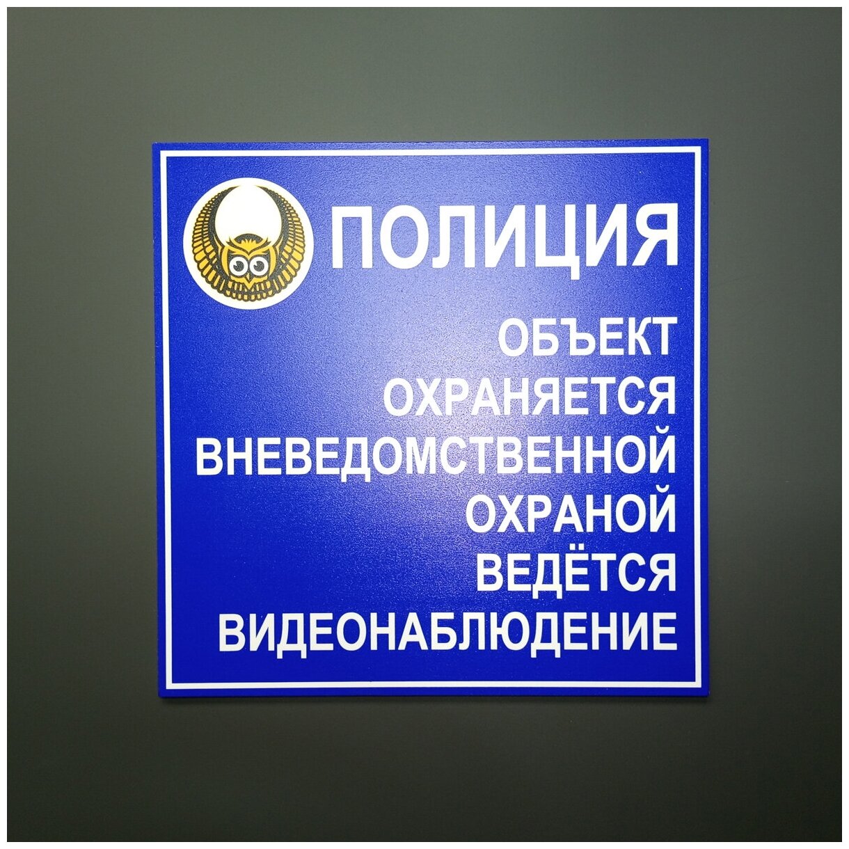 Табличка "Полиция. Объект охраняется вневедомственной охраной" (20 х 20 см ПВХ 2 мм)