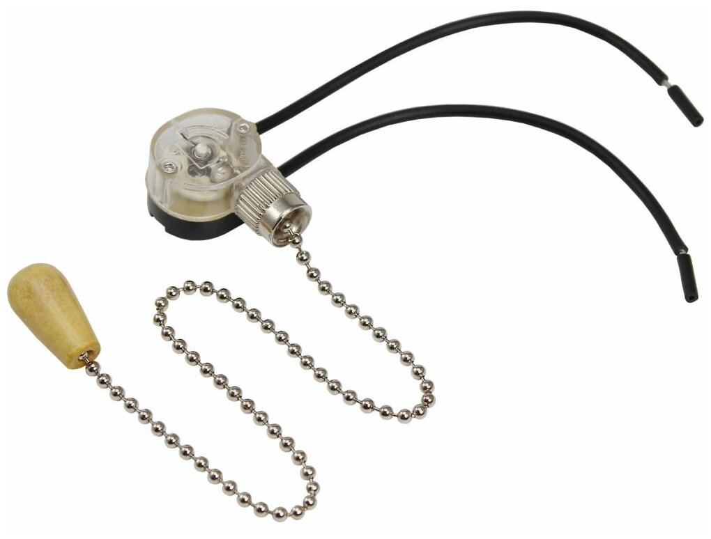 Выключатель для настенного светильника с проводом и деревянным наконечником Silver блист. Rexant 06-0242-A - фотография № 1