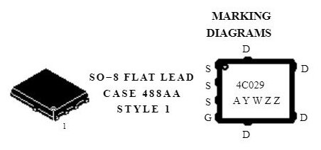 Микросхема - p/n NTMFS4C029N, N-Channel MOSFET, 30V, 46A, 1 шт.