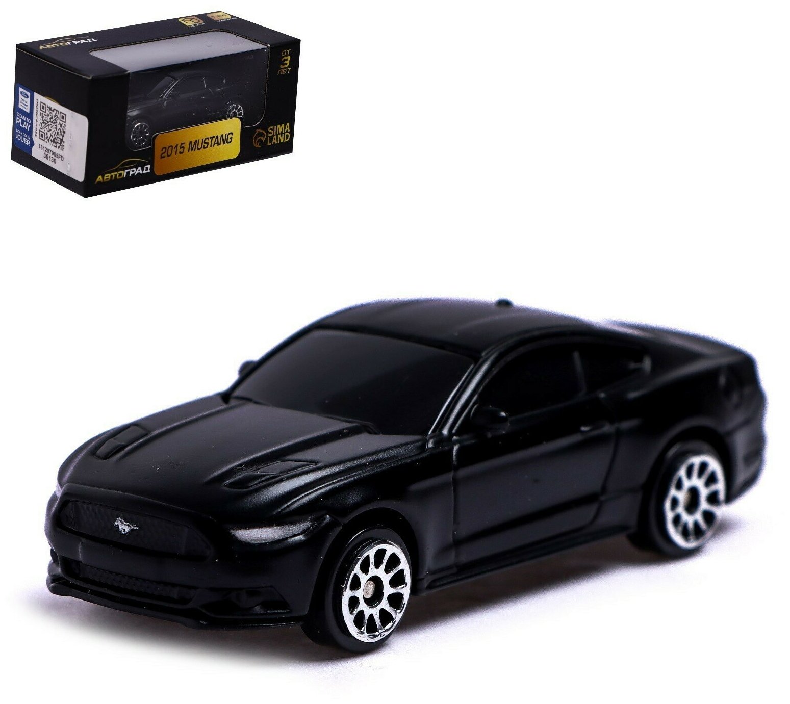 Машина металлическая Автоград Ford Mustang, 1:64, черный матовый 344028