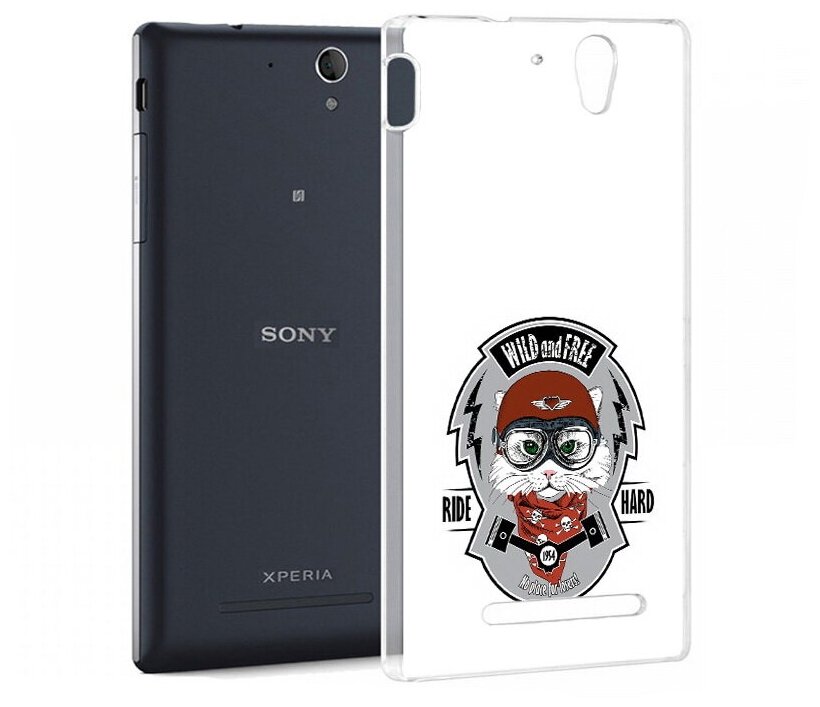 Чехол задняя-панель-накладка-бампер MyPads кошка в шлеме для Sony Xperia C5 Ultra/C5 Ultra Dual противоударный