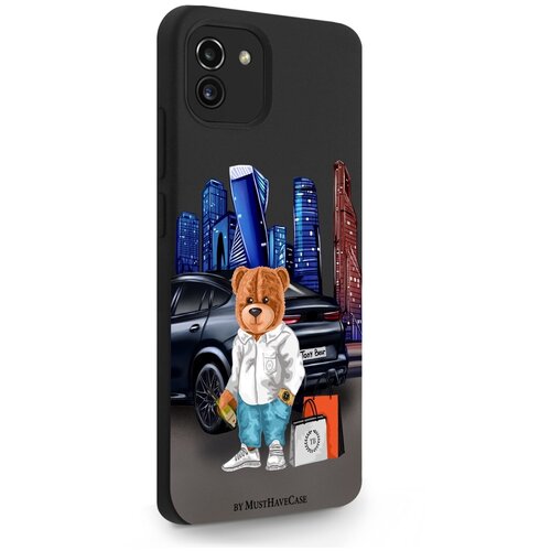 Черный силиконовый чехол MustHaveCase для Samsung Galaxy A03 Tony Moscow city/ Тони Москва Сити для Самсунг Галакси А03