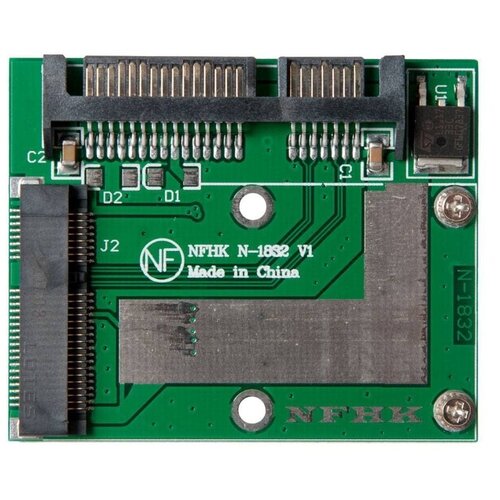 адаптер переходник для установки диска 1 8 micro sata в пластиковый белый корпус 2 5 sata 3 nfhk n 2507m Адаптер-переходник для установки диска SSD mSATA в разъем 2.5 SATA 3 / NFHK N-1832 V1