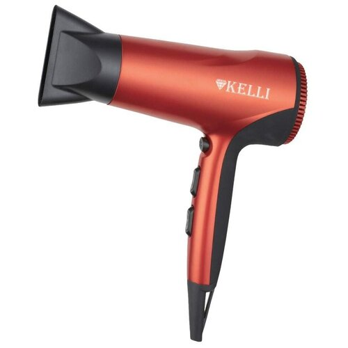 Фен KELLI KL-1115, 1800 Вт, 2 температурных режима, красно-чёрный прибор для укладки волос kelli kl 1247