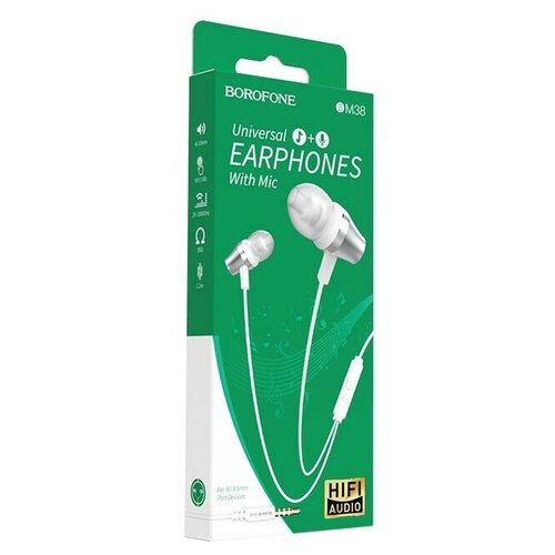 Наушники с микрофоном Borofone BM38 Bright sound 12м белые 36300₽