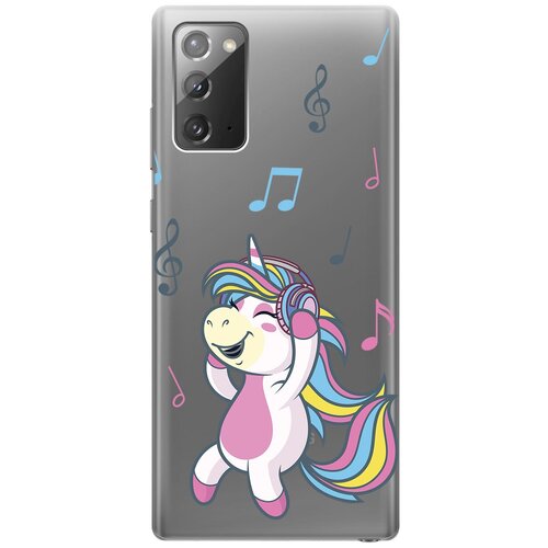 Силиконовый чехол с принтом Musical Unicorn для Samsung Galaxy Note 20 / Самсунг Ноут 20