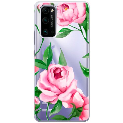 Силиконовый чехол на Honor 30 Pro+, Хонор 30 Про Плюс с 3D принтом Amazing Peonies прозрачный чехол книжка на honor 30 pro хонор 30 про плюс с 3d принтом amazing roses золотистый