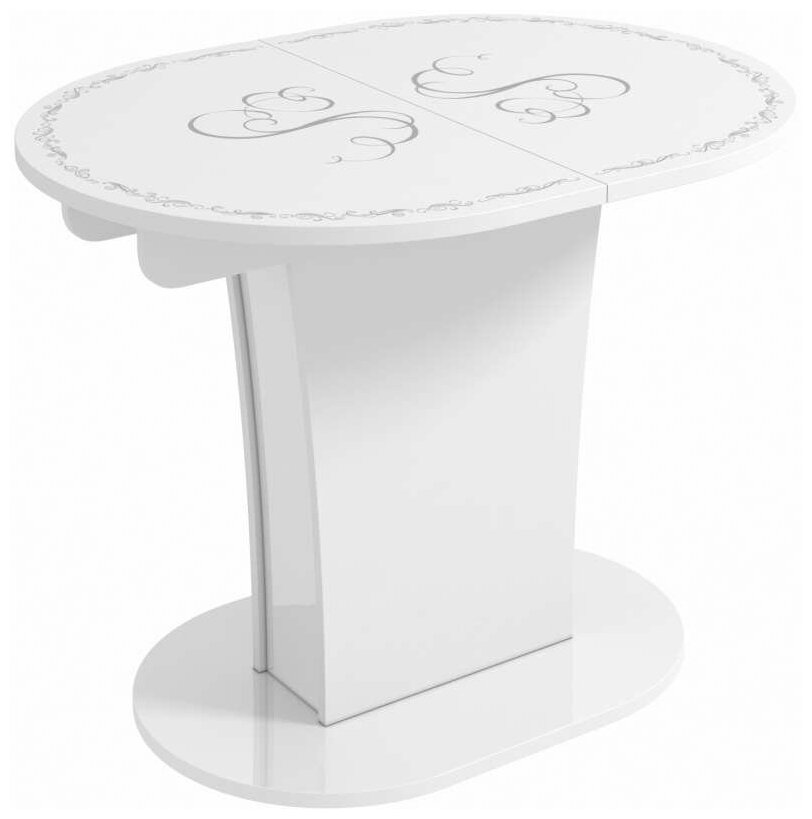 Стол обеденный Бергамо 5 белый с рисунком 110х75х76