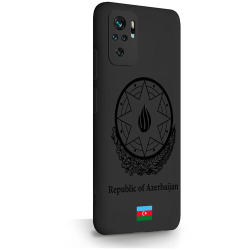 Черный силиконовый чехол для Xiaomi Redmi Note 10S Черный лаковый Герб Азербайджана для Сяоми Рэдми Ноут 10с
