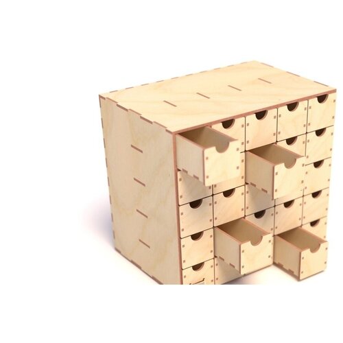 Адвент календарь деревянный с глубокими ящиками Детская Логика (В собранном виде).