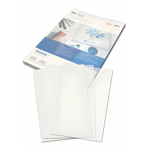 Обложки пластиковые для переплета А4, комплект 100 шт., 150 мкм, прозрачные, GBC (Англия), CE011580E