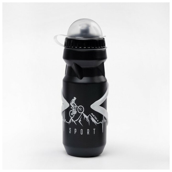 Бутылка для воды велосипедная "Мастер К.", 650 мл, с креплением, чёрная 7611090