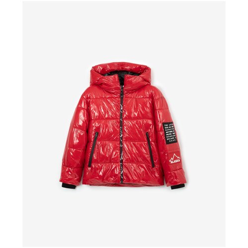 фото Куртка демисезонная из глянцевой плащовки красная gulliver, размер 140, мод. 22212bjc4102