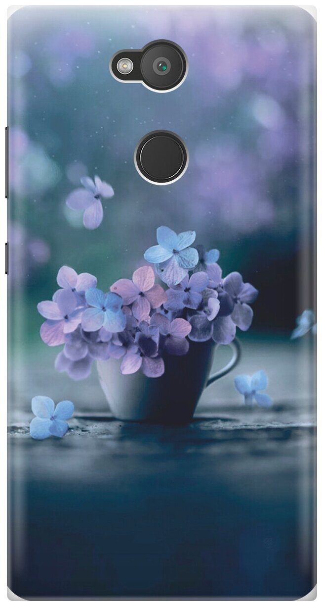 Силиконовый чехол Синие цветы в чашке на Sony Xperia L2 / Сони Иксперия Л2