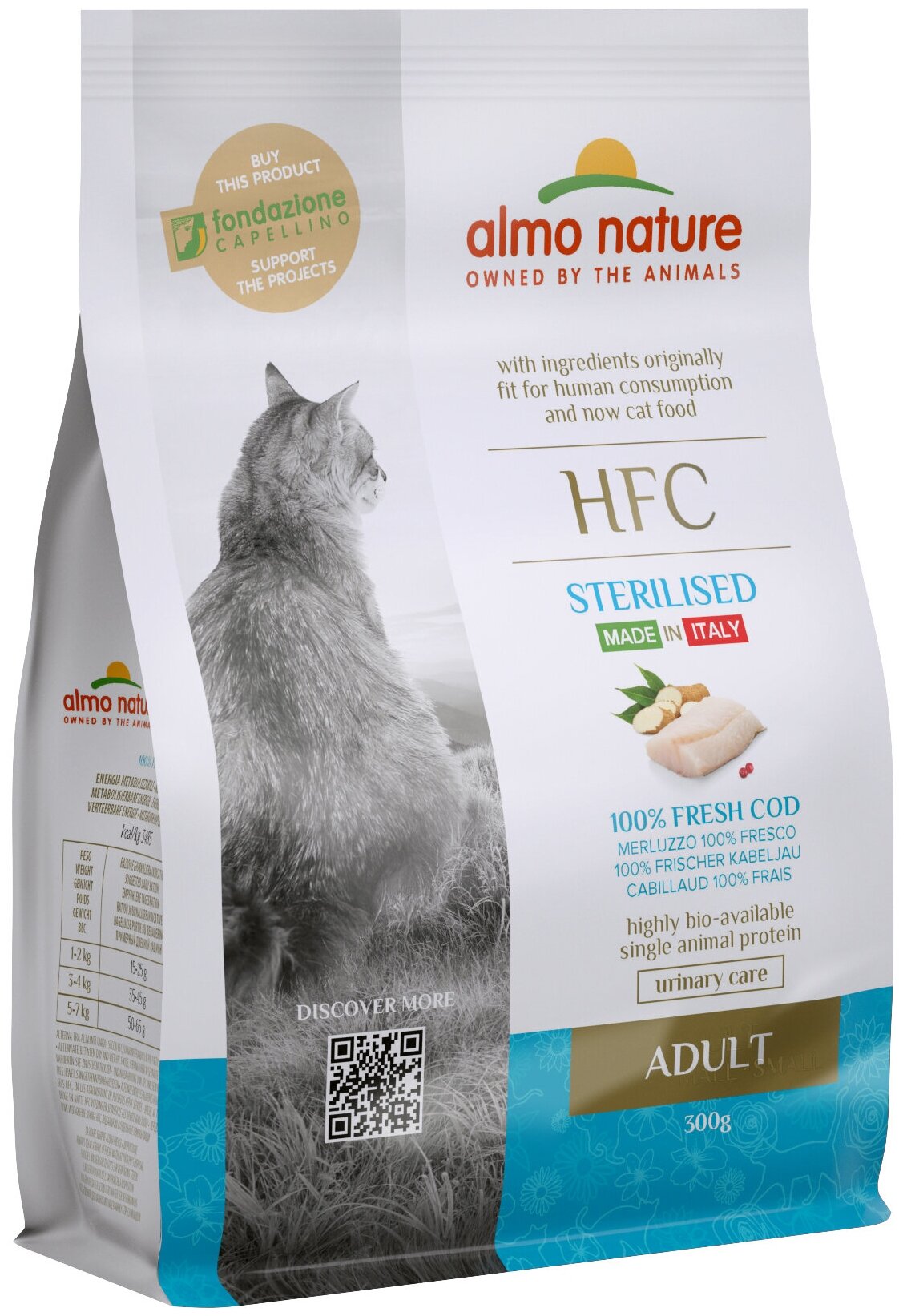 Корм Almo Nature HFC Sterilised Fresh Cod для стерилизованных кошек, с треской, 300 г - фотография № 1
