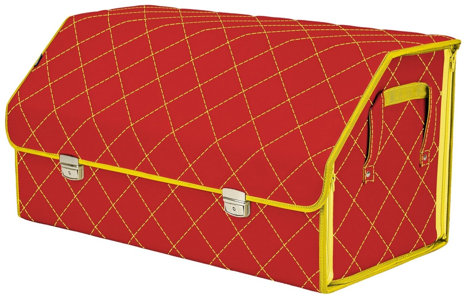 Органайзер-саквояж в багажник "Союз Премиум" (размер XL Plus). Цвет: красный с желтой прострочкой Ромб.