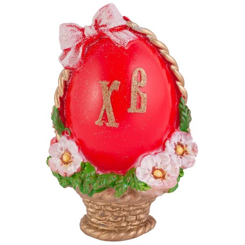 Свеча декоративная Пасхальное яйцо в корзине большое декоративная свеча пасхальное яйцо с вербой малая