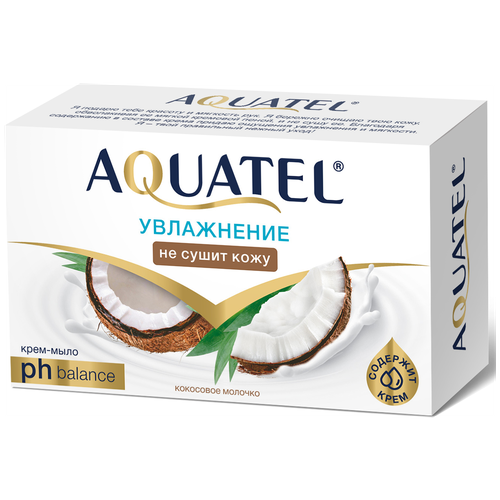 Aquatel Крем-мыло кокосовое молочко кокос, 90 мл, 90 г
