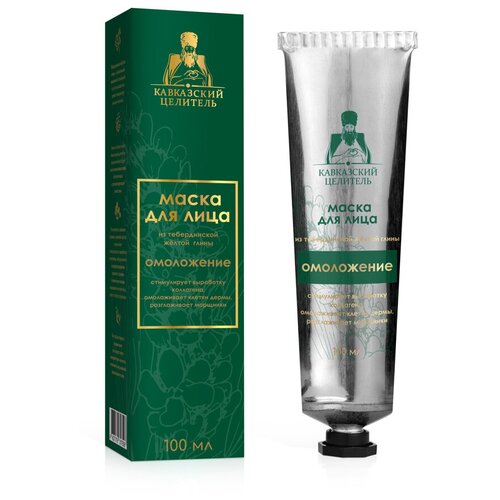 Маска для лица, Омоложение, из жёлтой глины, 100 мл, Кавказский целитель способствует омоложению, разглаживает морщины