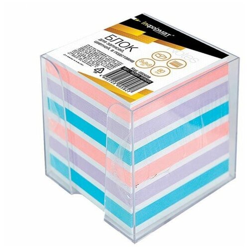 Диспенсер настольный для бумажного блока inформат, 90x90x90мм, прозрачный + цветной блок