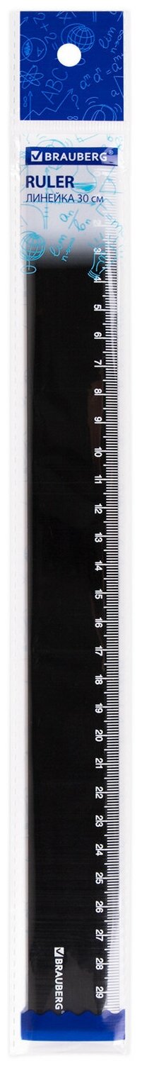 BRAUBERG Линейка пластиковая 30 см, 210776, черный