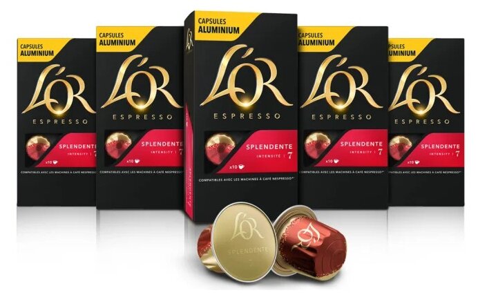 Кофе в капсулах L'OR Espresso Splendente, 10 кап. в уп., 5 уп.