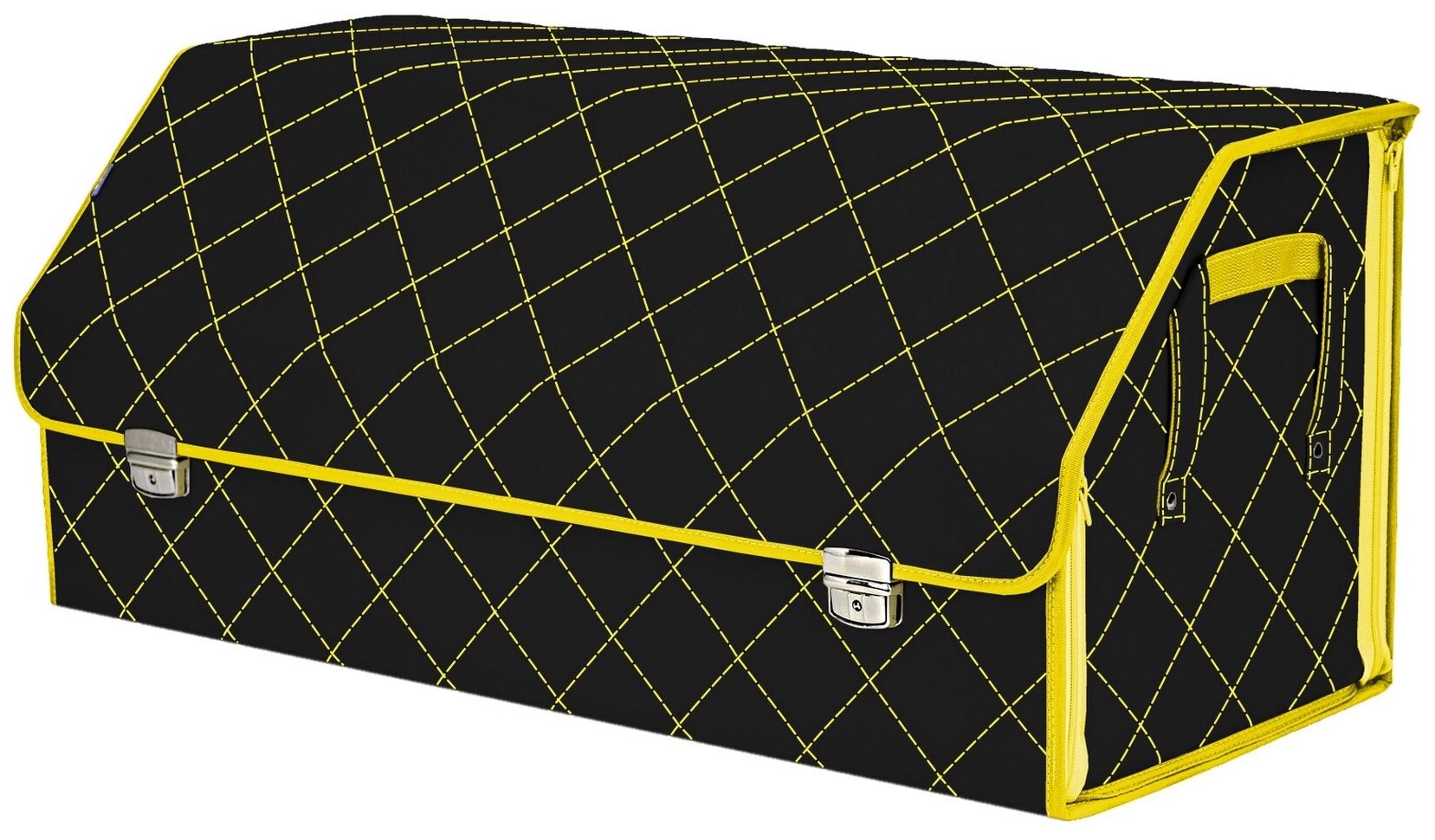 Органайзер-саквояж в багажник "Союз Премиум" (размер XXL). Цвет: черный с желтой прострочкой Ромб.