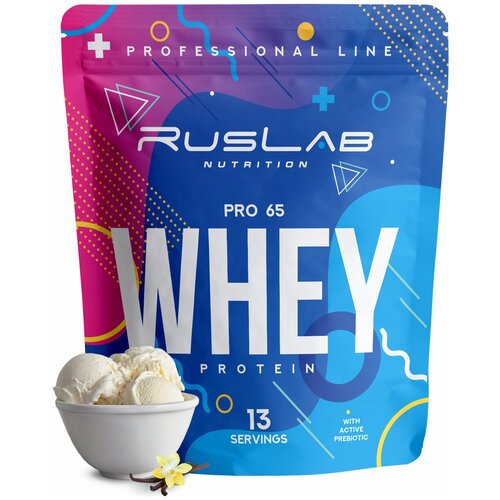 фото Протеин сывороточный whey pro 65,белковый коктейль (416 гр),вкус ванильное мороженое ruslabnutrition