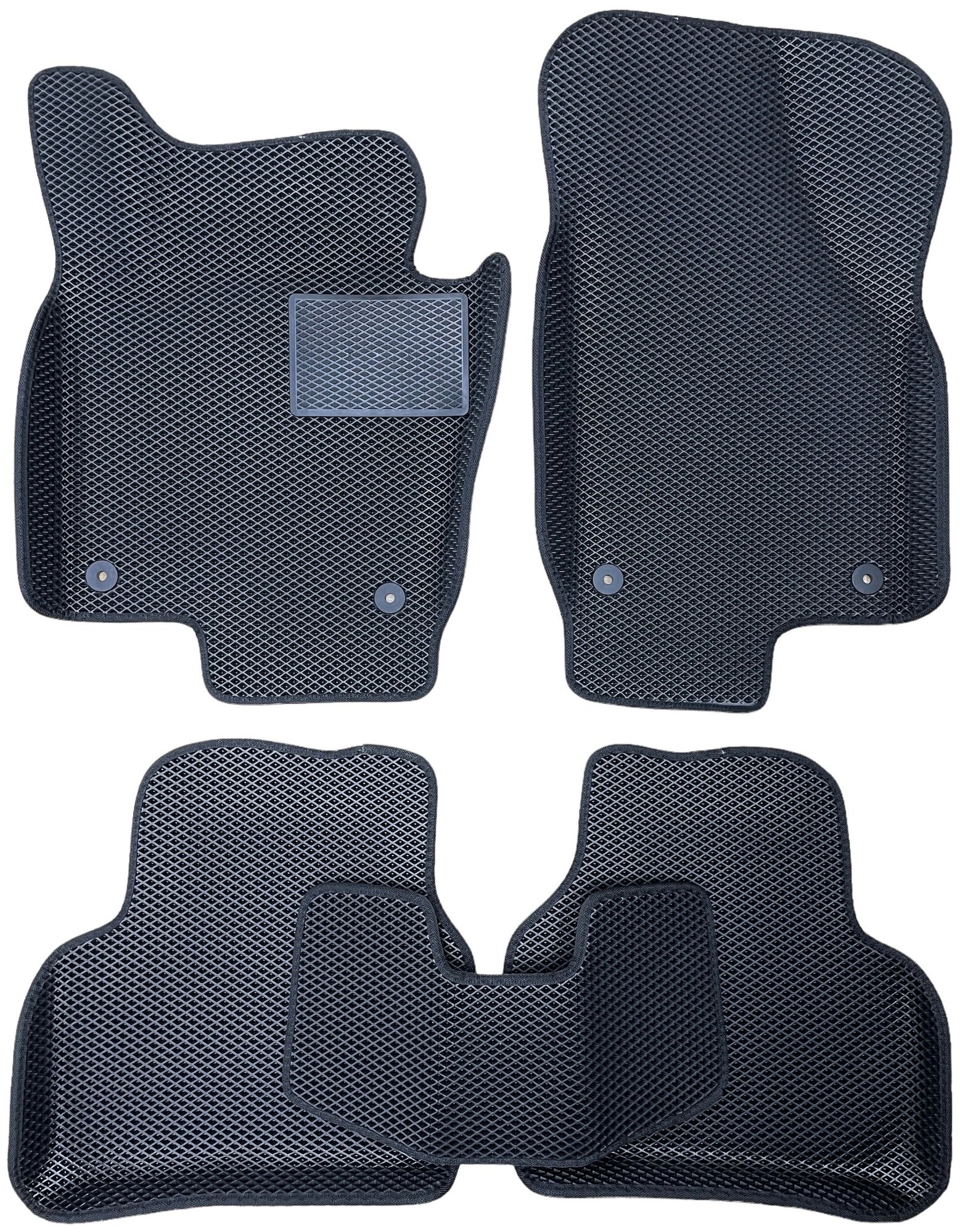 Автомобильные коврики ЕВА / EVA для Volkswagen Passat B6 2005-2010 / Фольксваген Пассат Б6 / 3D 3д / с бортами / черный-черный + резиновый подпятник