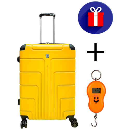 Чемодан, чемодан на колесиках , размер М, пластиковый чемодан цвет Мятный, прочный чемодан