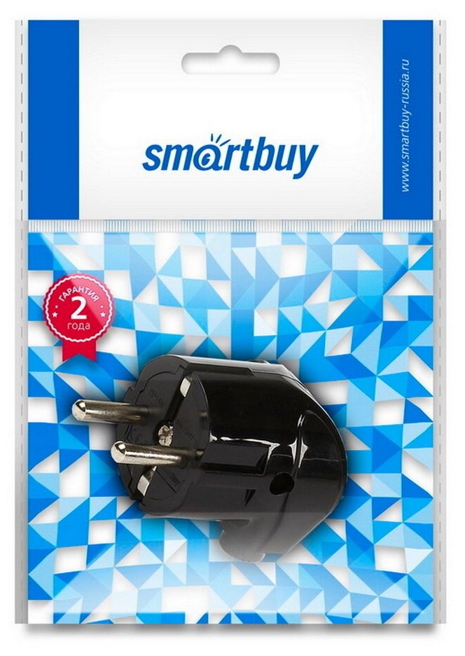 Вилка Smartbuy, угловая с заземлением черная 16А 250В - фотография № 2