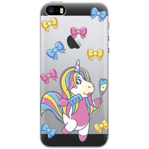 Силиконовый чехол на Apple iPhone SE / 5s / 5 / Эпл Айфон 5 / 5с / СЕ с рисунком Lady Unicorn чехол книжка на apple iphone se 5s 5 эпл айфон 5 5с се с рисунком поцелуй золотистый