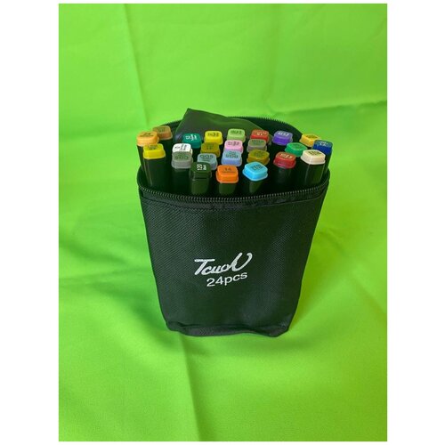 Маркеры (фломастеры) для скетчинга 24( маркера) штук по 12 (цветов) (набор профессиональных двухсторонних скетч маркеров в пластиковом кейсе)