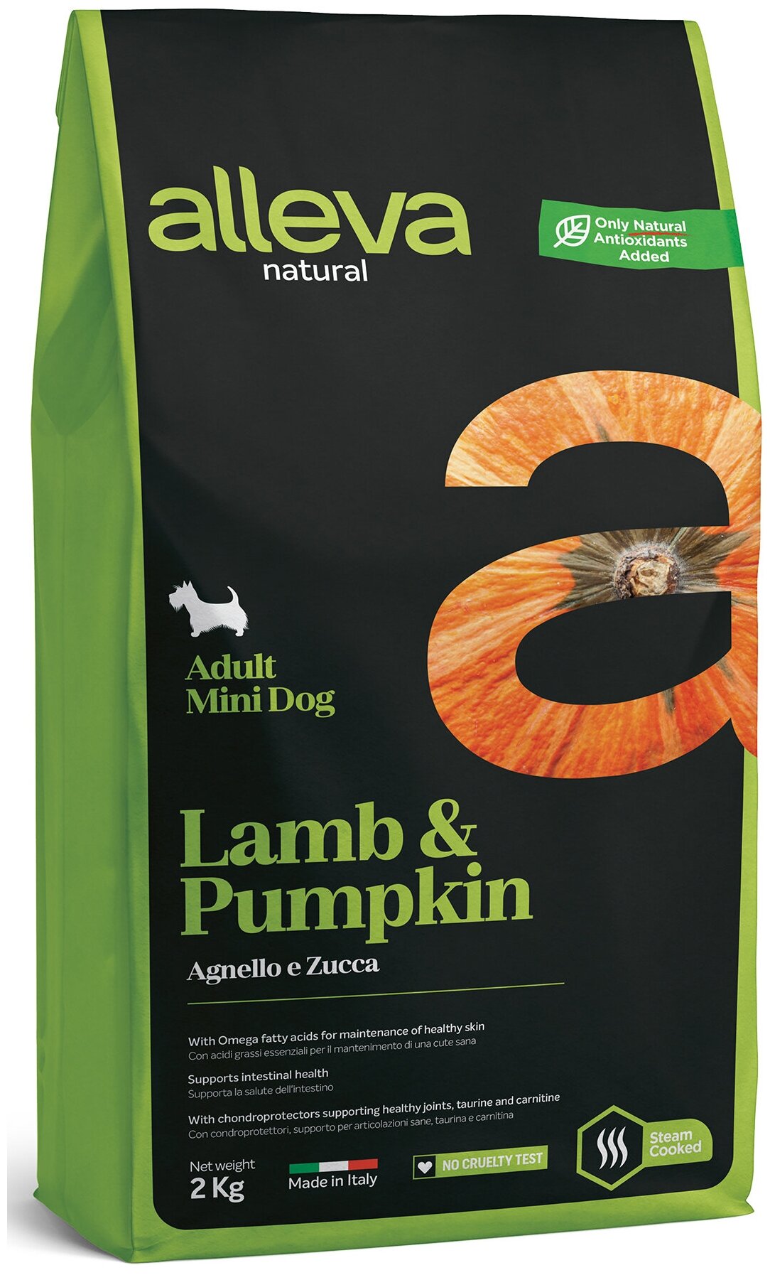 Корм Alleva Natural Adult Mini Lamb & Pumpkin для собак малых пород, ягненок и тыква, 2 кг