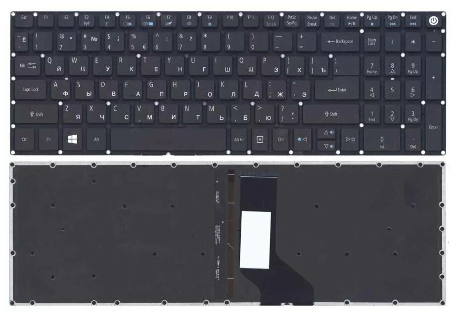 Клавиатура keyboard NK I1513006 для ноутбука Acer Aspire E5-522 E5-522G V3-574G E5-573 E5-573G E5-573T E5-573T черная с подсветкой 1885₽
