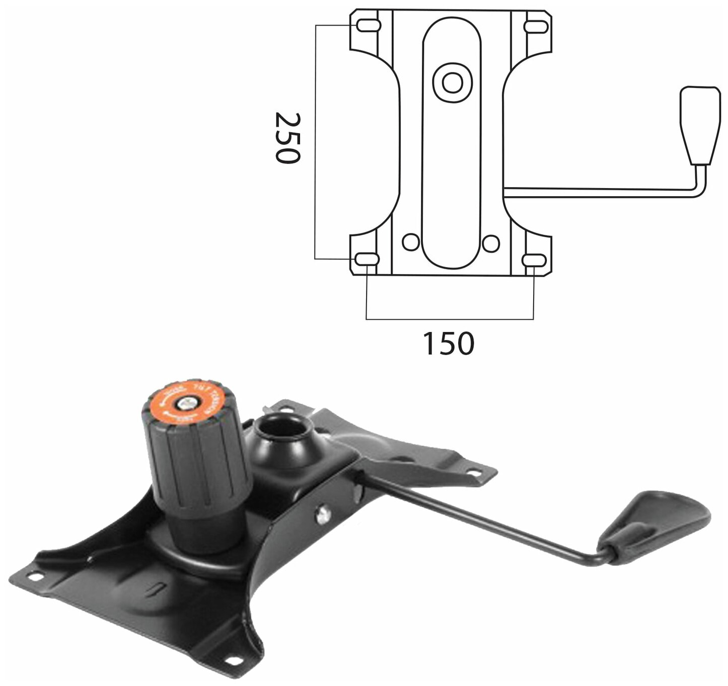 Механизм качания для кресла, "Top-Gun", межцентровое расстояние крепежа 150х250 мм В комплекте: 1шт.