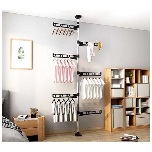 Вертикальная вешалка для одежды Home Land с креплением на распорке высота 1,6-3,4 метров